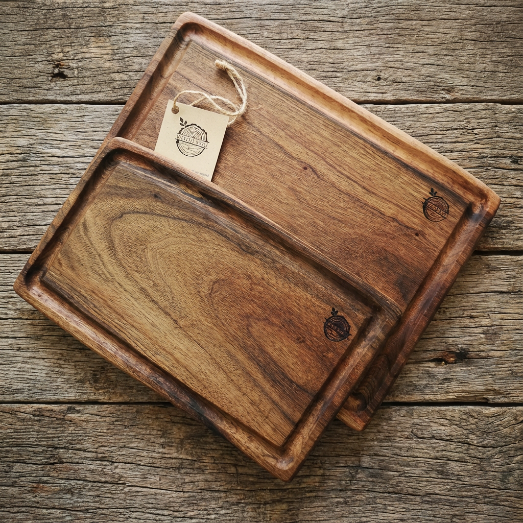 Walnut cutting and serving board set