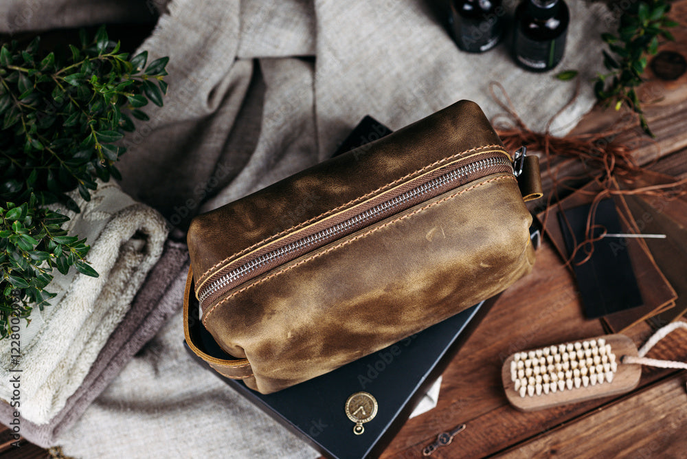 Leather Toiletry Bag – “Built for the Road.”