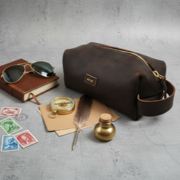 Leather Toiletry Bag – “Built for the Road.”
