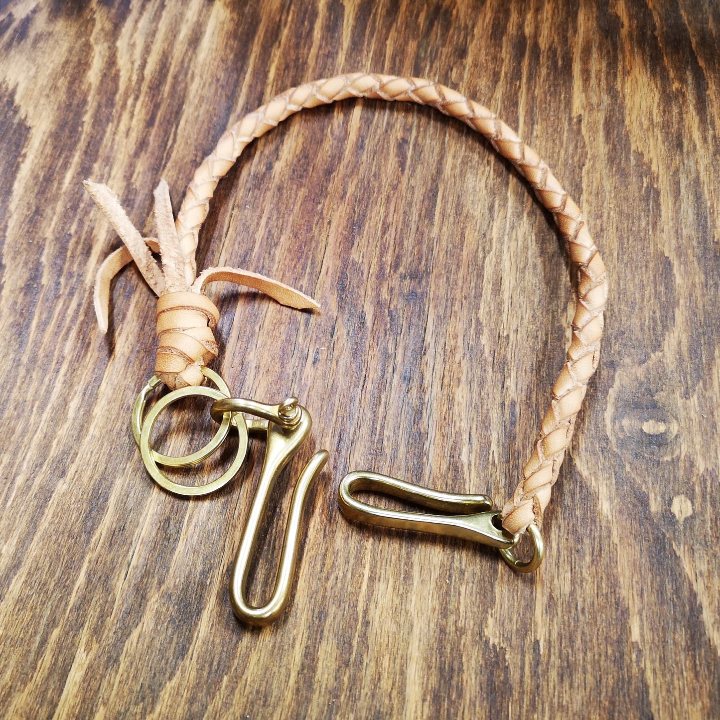 Handmade Leather Braided Chain – Rugged Wallet & Biker Accessory