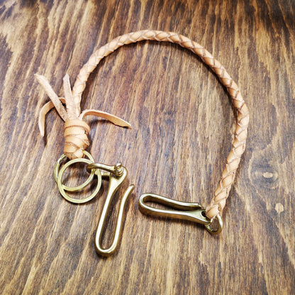 Handmade Leather Braided Chain – Rugged Wallet & Biker Accessory