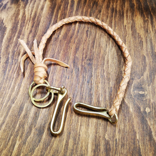 Handmade Leather Braided Chain – Rugged Wallet & Biker Accessory