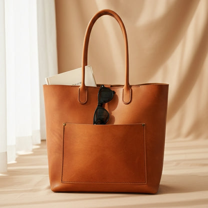 Leather Tote. Full hide. Cognac.